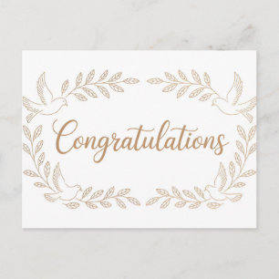 Elegant "Congratulations" Greeting with Doves Postcard