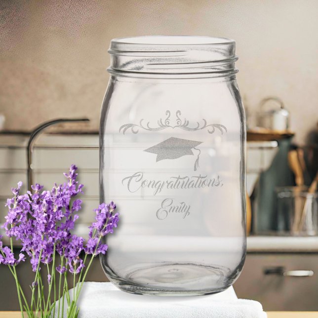 Elegant Congratulations Ornament Graduation Mason Jar (Creator Uploaded)