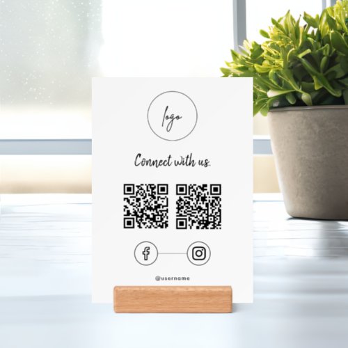 Elegant Connect with us Facebook Instagram QR Code Holder