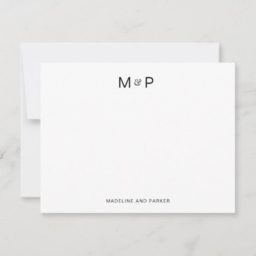 Elegant Contemporary Couple Monogram Note Card