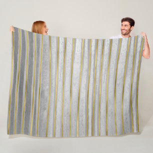 Elegant Contemporary Gold and Gray Tone Stripes Fleece Blanket