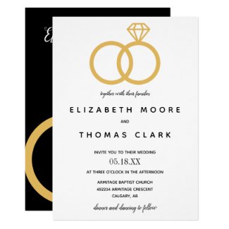elegant contemporary modern chic wedding rings invitation
