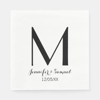 Elegant & Contemporary Monogram & Date Napkin by SimpleMonograms at Zazzle