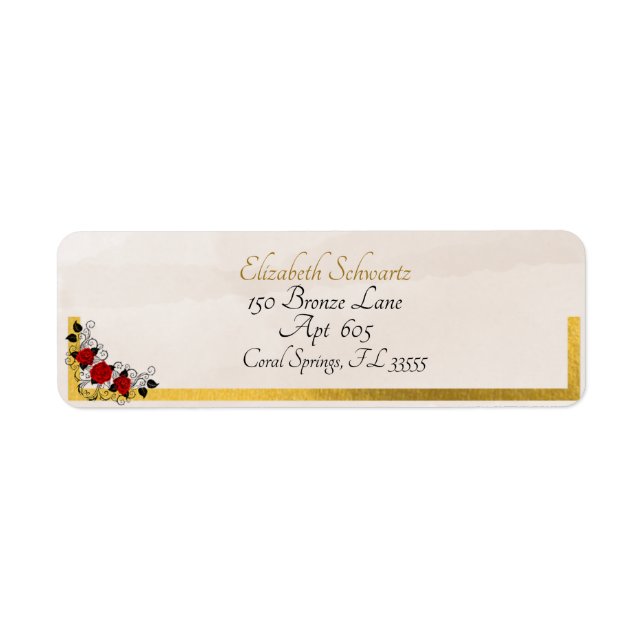 Elegant Contemporary Sand Gold Black Calligarphy  Label (Front)