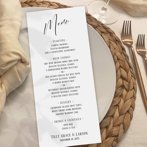 Elegant Contemporary Typography Simple White Menu