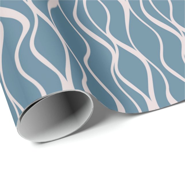 Elegant Contemporary Wavy Lines Wrapping Paper (Roll Corner)