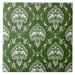 Elegant contrast classic pattern Victorian green Ceramic Tile