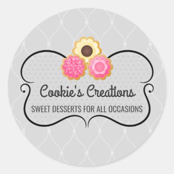 Elegant Cookie Bakery Box Seals by SocialiteDesigns at Zazzle