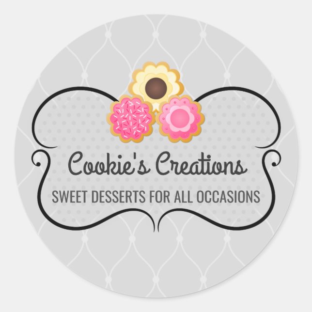 Elegant Cookie Bakery Box Seals (Front)