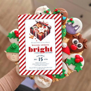 Elegant Cookie Exchange Party Blue Red Invitation