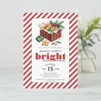 Elegant Cookie Exchange Red Green Party Invitation by SocialiteDesigns at Zazzle