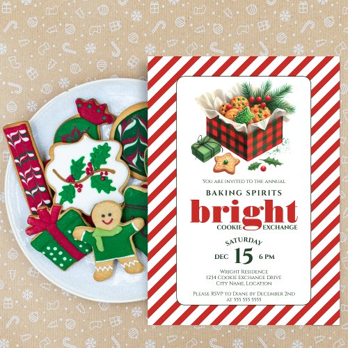 Elegant Cookie Exchange Red Green Party Invitation