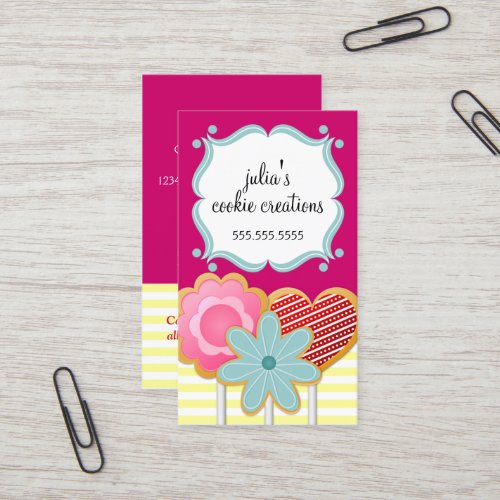 Elegant Cookie Pops Bakery Business Cards