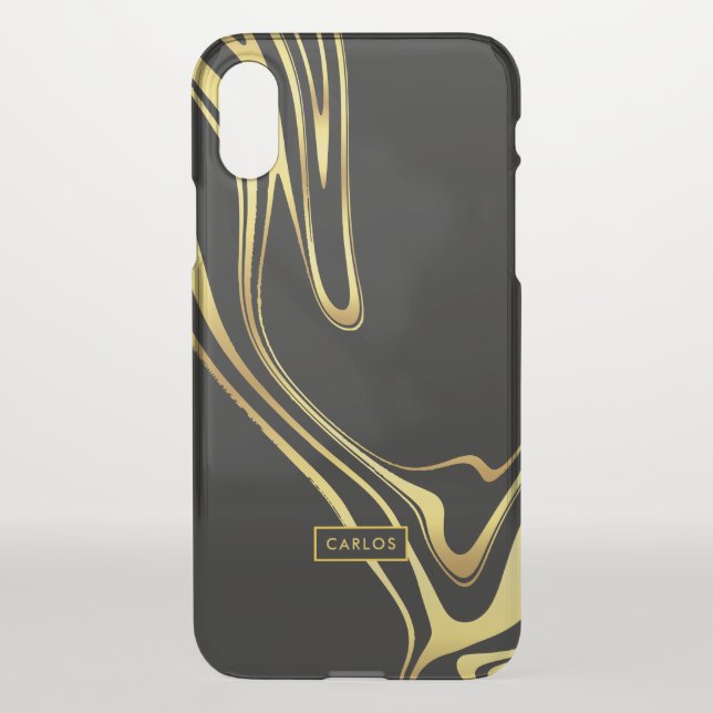 Elegant cool abstract gold swirls design uncommon iPhone case (Back)