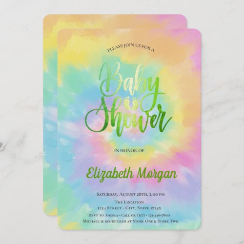 Elegant Cool Baby Shower Tie Dye  Invitation