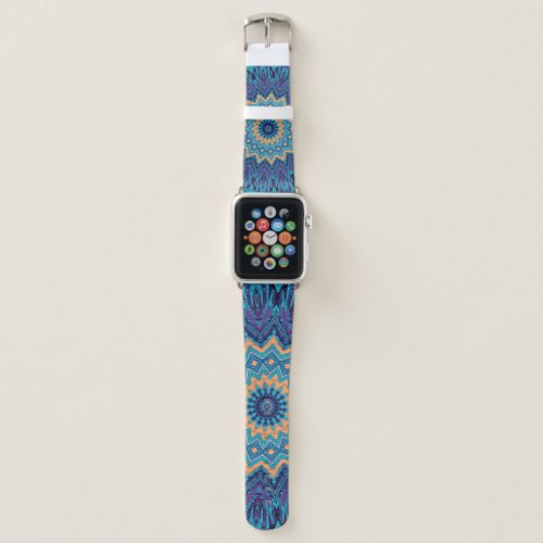 elegant cool blue mandala carpet pattern apple watch band