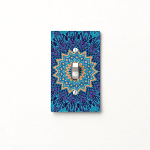 elegant cool blue mandala carpet pattern light switch cover