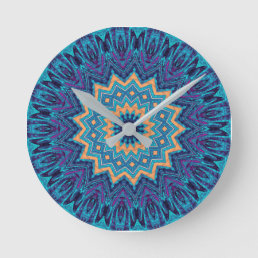 elegant cool blue mandala carpet pattern round clock