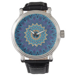 elegant cool blue mandala carpet pattern watch