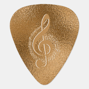 Elegant Cool Bronze Metallic Music Note Custom Guitar Pick
