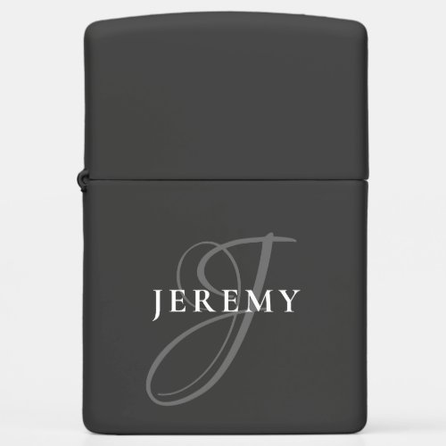 Elegant Cool Custom Monogram Name Black Zippo Lighter