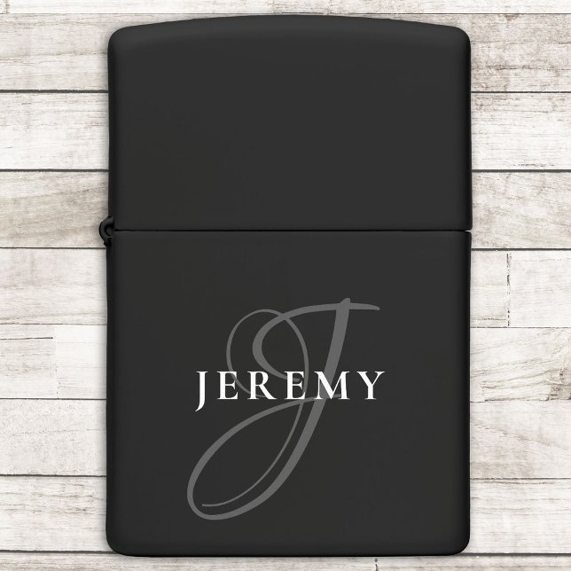 Elegant Cool Custom Monogram Name Black Zippo Lighter (Creator Uploaded)