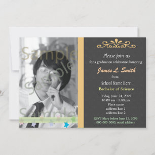 Elegant, cool golden photo university graduation invitation