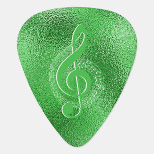 Elegant Cool Green Metallic Music Note Custom Guitar Pick