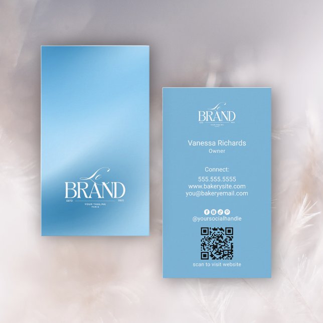 Elegant Cool Icy Blue Smooth Gradient QR Code Logo Business Card (Creator Uploaded)