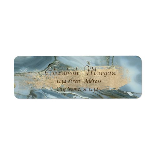 Elegant Cool Marble Faux Gold Brush Stroke Label