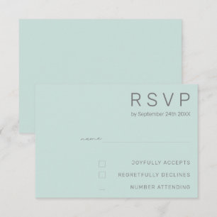 Elegant Cool Mint Minimal Modern Wedding RSVP Invitation