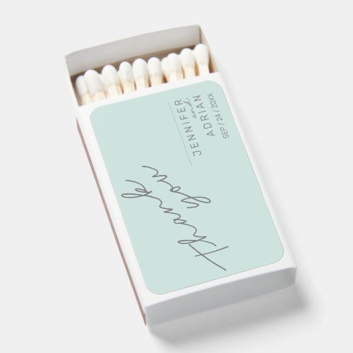 Elegant  Cool Mint Minimal Weding Matches