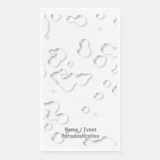 Elegant Cool Personalized White Grey Rain Drops Paper Guest Towels (Front)