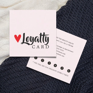 Elegant Cool Red Heart Beauty Salon Loyalty Card