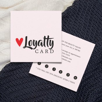 Elegant Cool Red Heart Beauty Salon Loyalty Card by pro_business_card at Zazzle