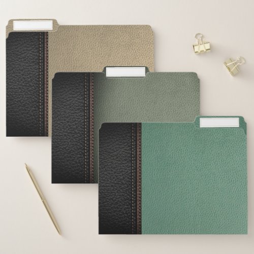 Elegant Cool Stitched Faux Leather Look File Folder