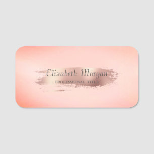 Elegant Cool Stylish,Chic, Rose Gold Brush Stroke Name Tag