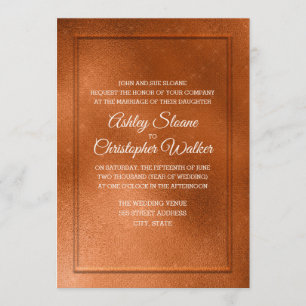 Elegant Copper and Cream Wedding Invitation