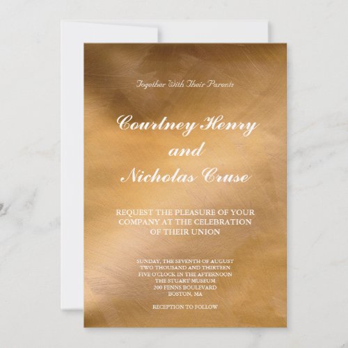 Elegant Copper And White Wedding Invitations