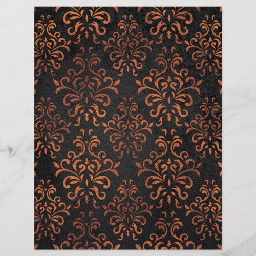 Elegant Copper  Black Damask Paper