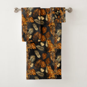 Elegant Copper Black Graphic Tiger Bath Towel Set