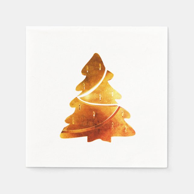 Elegant Copper Brown Christmas Tree Napkins (Front)