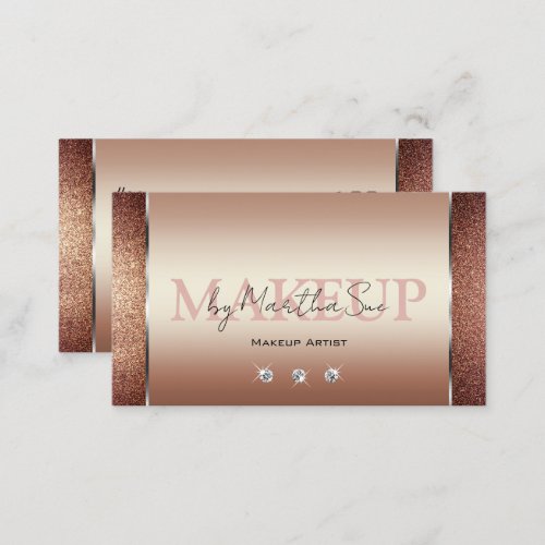 Elegant Copper Brown Noble Glitter with Diamonds Business Card