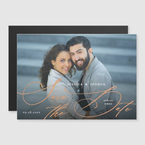 Elegant Copper Calligraphy Save the Date Magnet