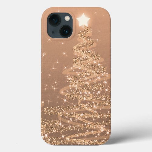 Elegant Copper Christmas Sparkling Trees  iPhone 13 Case