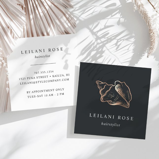 Elegant Copper Conch Shell Square Business Card (Creator Uploaded)