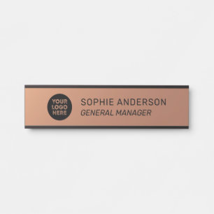 Elegant Copper Custom Logo Name Job Title Door Sign