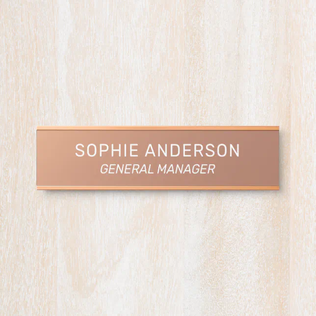 Elegant Copper Custom Name Job Title Door Sign | Zazzle
