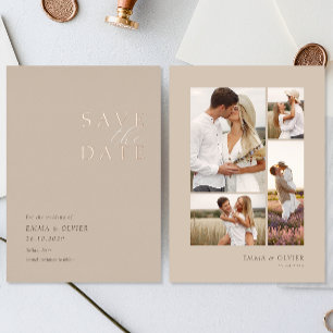 Elegant Copper Desert Sand Photo Collage Wedding Foil Holiday Card