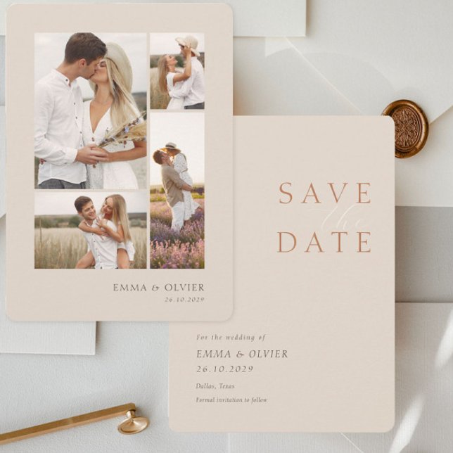 Elegant Copper Desert Sand  Photo Collage Wedding Save The Date (Creator Uploaded)